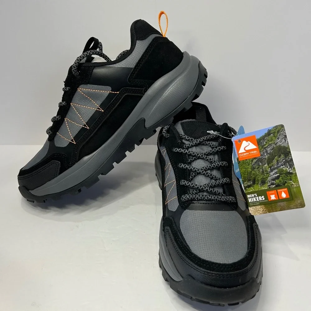 Ozark Trail Men WP Hike Low Black‎ Grey Waterproof Hiking Shoes  Men's Size 6